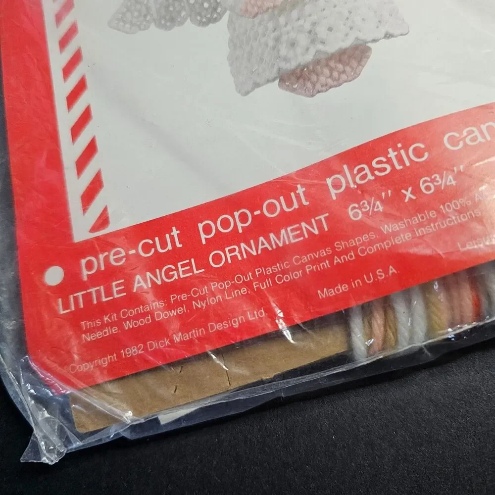 New Vtg 1982 Canvas Carousel Little Angel Ornament 7 Inch Christmas Kit